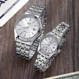 ساعت مچی ست زنانه مردانه CASIO بند نقره ای صفحه سفید اورجینال