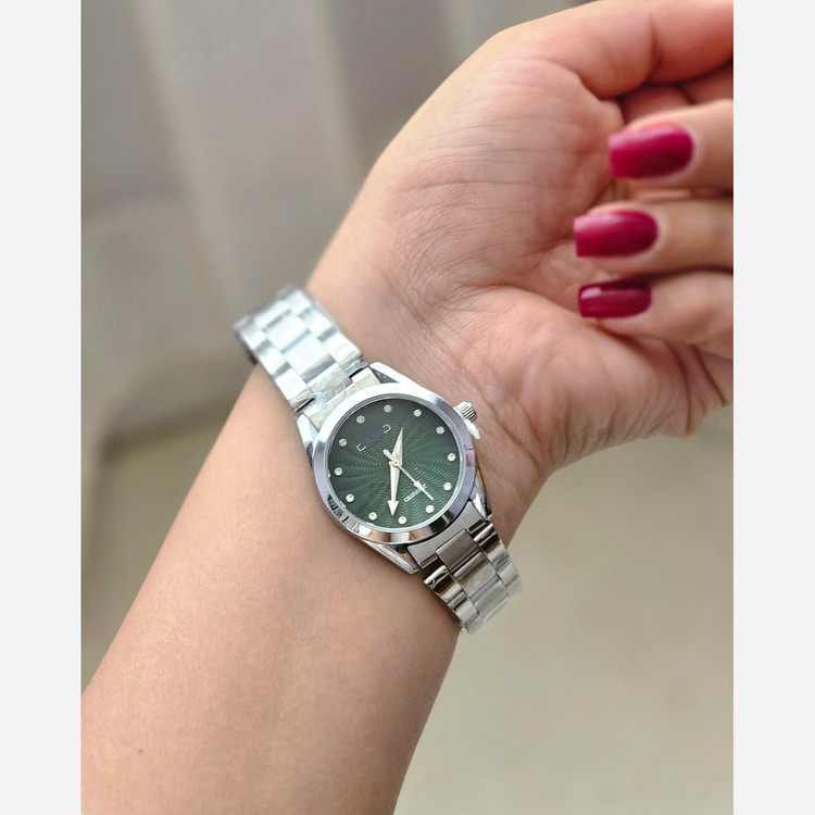 ساعت کاسیو casio بند استیل نقره ای صفحه نمایش سفید رنگ بندی کامل