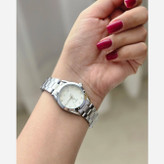 ساعت کاسیو casio بند استیل نقره ای صفحه نمایش سفید رنگ بندی کامل