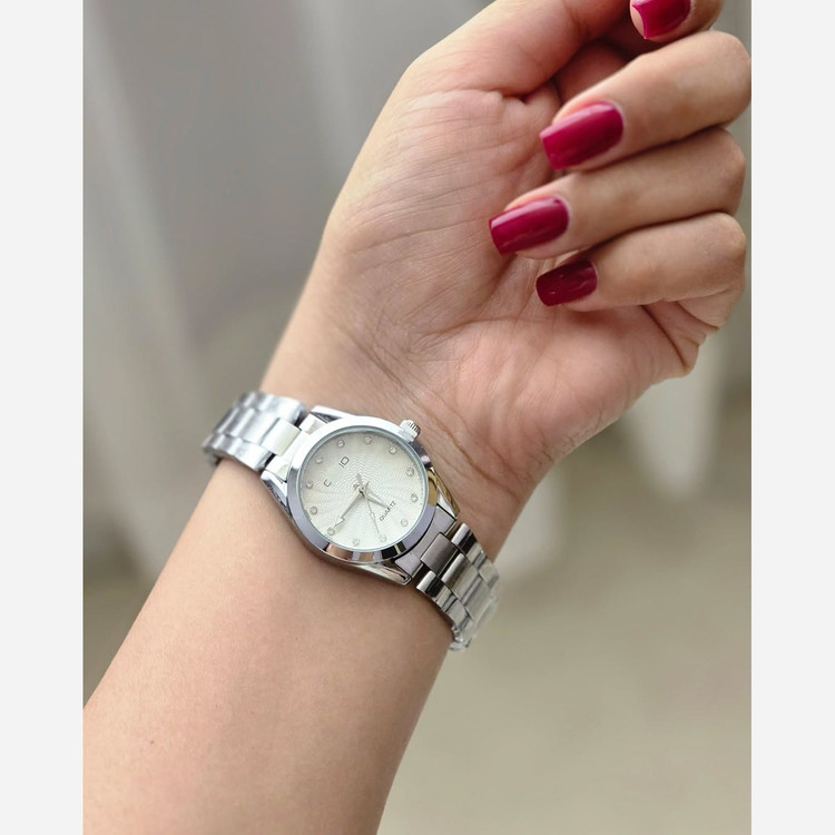 ساعت کاسیو casio بند استیل نقره ای صفحه نمایش سفید رنگ بندی کامل