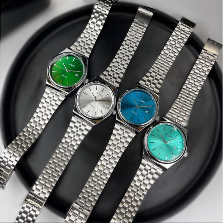 ساعت مچی اورجینال کاسیوCASIO صفحه رنگ بندی بند استیل رنگ ثابت کد2554