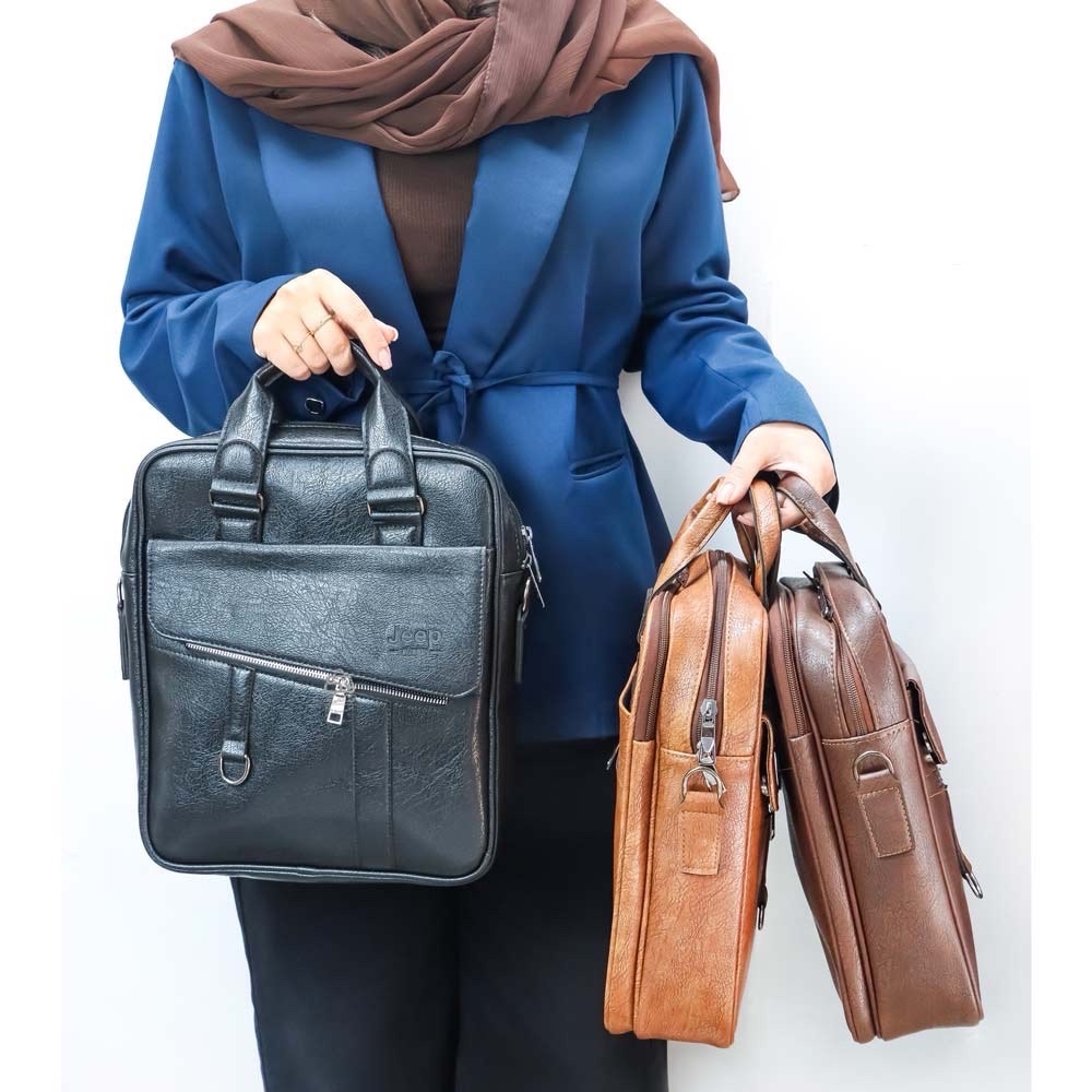 کیف مردانه نیمه اداری ایستاده چرم سوگو جیپ