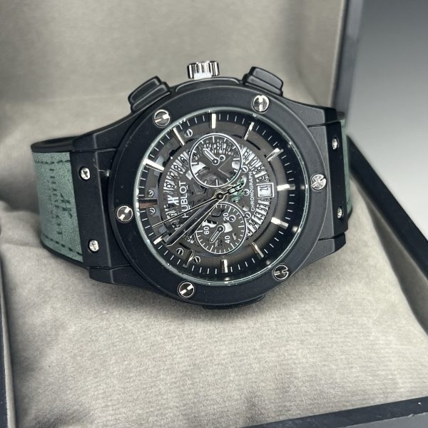 ساعت مردانه HUBLOT بند چرمی قاب فلزی