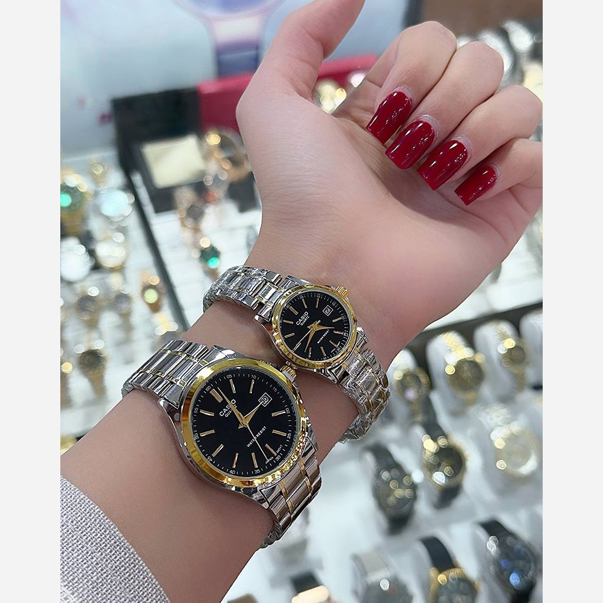 ساعت کاسیو زنانه و مردانه دورنگ مشکی