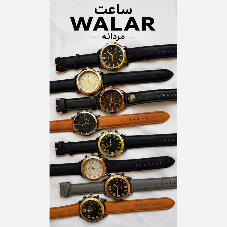 ساعت مچی مردانه صفحه گرد مدل WALAR بند چرمی کیفیت بالا موتور ژاپنی