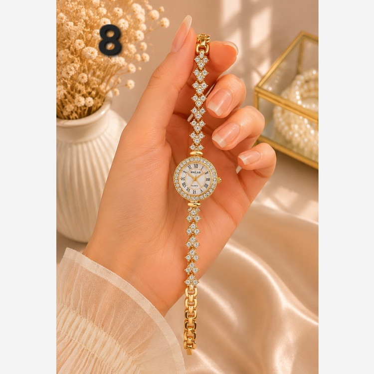 ساعت زنانه طلایی نگین دار ظریف، شیک و مجلسی