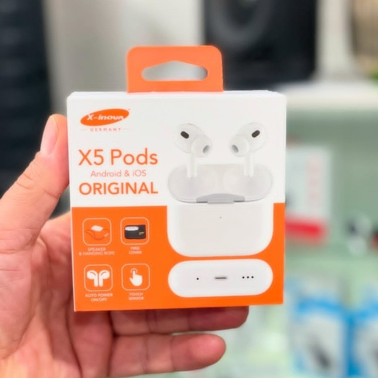 ایرپاد مدل Xnova X5 PODS اورجینال نویزکنسلینگ اسپیکر کیس دکمه ریست لمسی ولوم کم و زیاد فعال