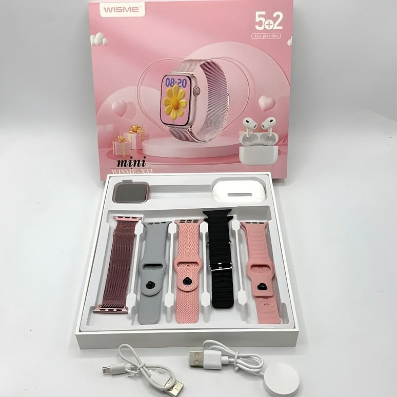 ساعت هوشمند WISME X33 MINI (5بند با ایرپاد) و بند فلزی سوپر امولد بالاترین کیفیت بازار
