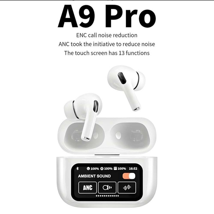 ایرپاد مانیتور دار ANC ENC A9PRO نسخه 26 اکولایزر دار لمسی گیمینگ 5 ساعت موزیک مداوم نویزکنسلینگ