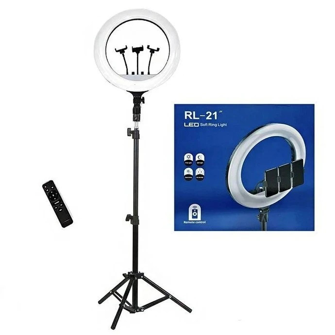 رینگ لایت RL-21 اصلی بهمراه سه پایه فلزی،کنترل،هولدر،کیف مخصوص کیفیت عالی