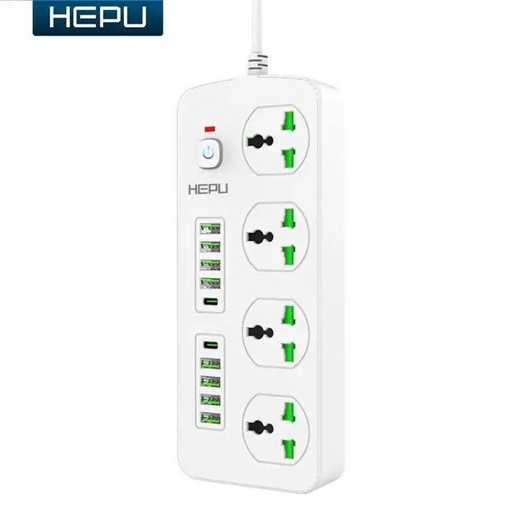 چند راهی هپو H05 3000W با 8 ورودی usb و 2 PD مقاوم در برابر شعله و شوک الکتریکی قیمت عالی