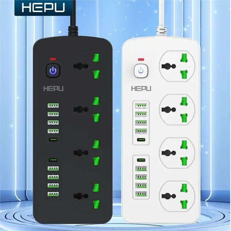 چند راهی HEPU H05 با 8 ورودی usb و 2 PD مقاوم در برابر شعله و شوک الکتریکی کیفیت عالی