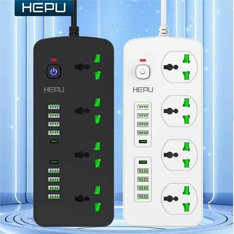چند راهی HEPU H05 با 8 ورودی usb و 2 PD مقاوم در برابر شعله و شوک الکتریکی کیفیت عالی