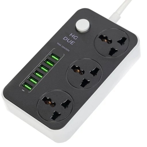 سه راهی هوشمند و محافظ شوک الکتریکی HG 136U با 6 ورودی USB اصلی کیفیت عالی