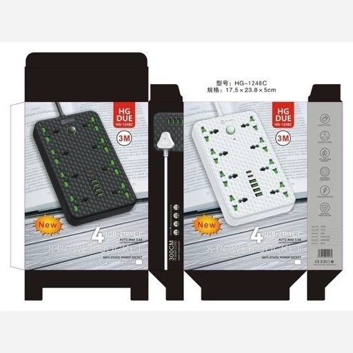هشت راهی و محافظ شوک الکتریکی HG 1248c اصلی با 4 ورودی USB و 2 PD قیمت عالی