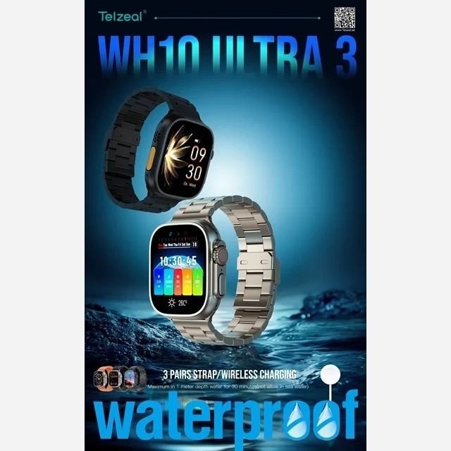 ساعت هوشمند تلزیل WH10 ULTRA3 ضدآب اصلی با 3 بند اضافه کیفیت عالی