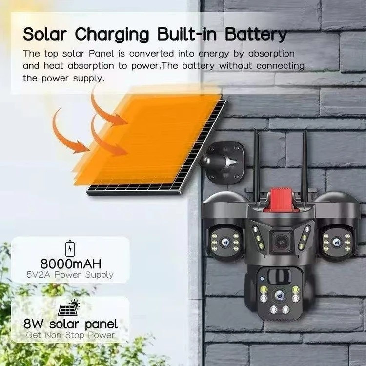 دوربین سیم کارتی بیسیم 3 لنز v380 pro مدل X3 رم خور دید در شب رنگی دزدگیر قیمت عالی