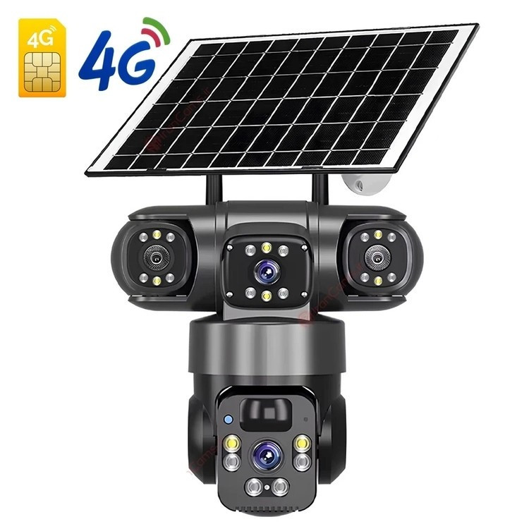 دوربین مداربسته بی سیم سیم کارت خور خورشیدی 8 مگاپیکسل 2 لنز3 تصویر V380 مدل P15 اورجینال کیفیت عالی