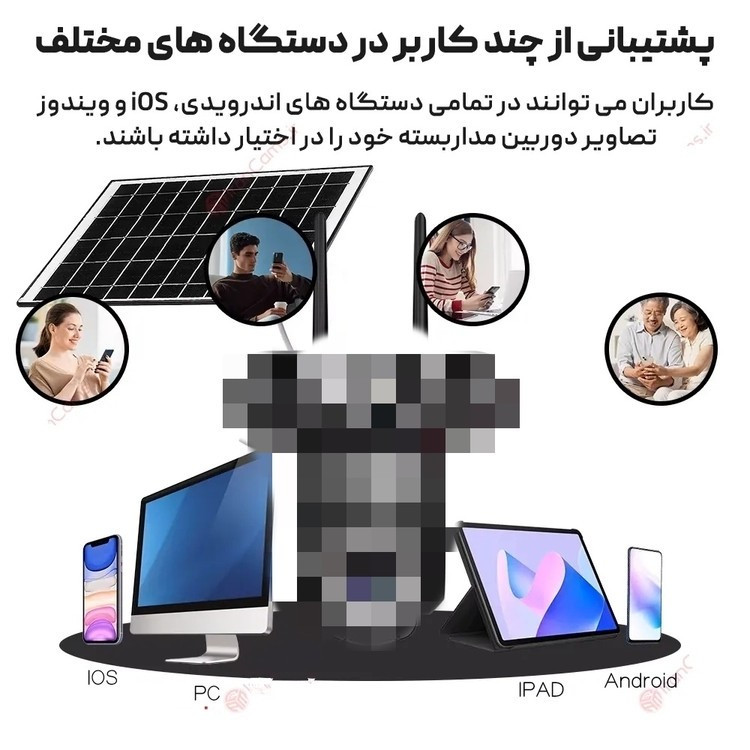 دوربین مداربسته بی سیم سیمکارت خور خورشیدی 8 مگا پیکسل 3 تصویر2 لنز مدلp3-8f اورجینال قیمت عالی