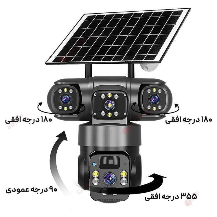 دوربین بی سیم سیمکارتی خورشیدی 8 مگاپیکسل 2 لنز3 تصویر V380 مدل P15 اصلی قیمت عالی