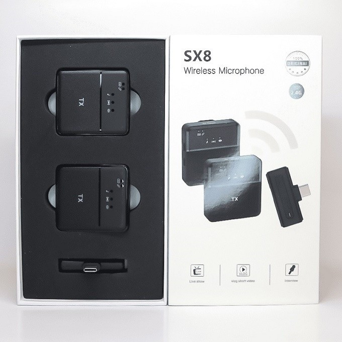 میکروفون یقه ای sx8 اصلی دوتایی نویزکنسلینگ به همراه تبدیل تایپc و لایتنینگ آیفونی کیفیت عالی