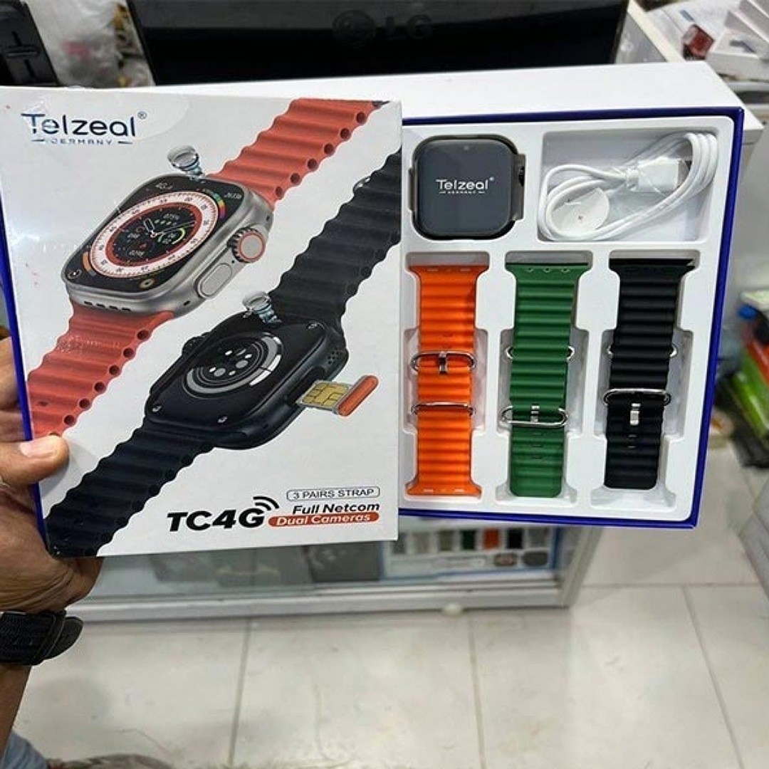 ساعت هوشمند Telzeal مدل TC4G سیم کارت خور ریجستری 64 گیگ حافظه داخلی 4 گیگ رم 2 دوربین و 3 بند