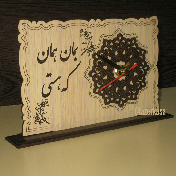 ساعت رومیزی چوبی با موتور روان و قابل سفارشی سازی در تعداد