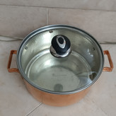 قابلمه و بخار پز مسی با درب شیشه ای کد 740