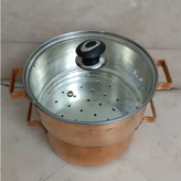 قابلمه و بخار پز مسی با درب شیشه ای کد 740