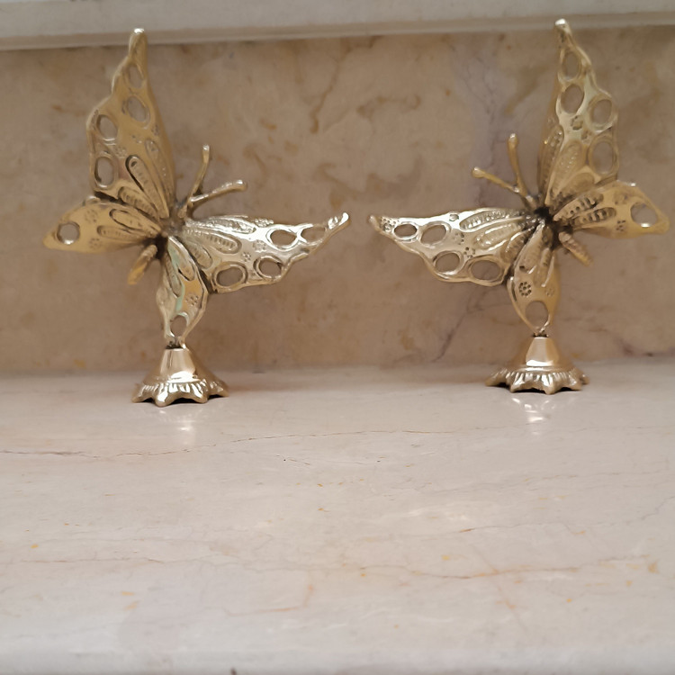 مجسمه برنجی و تزیینی و دکوری رومیزی طرح پروانه جفتی کد 725