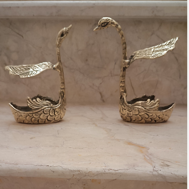 جاقاشق چنگال طرح قو برنجی کد 708
