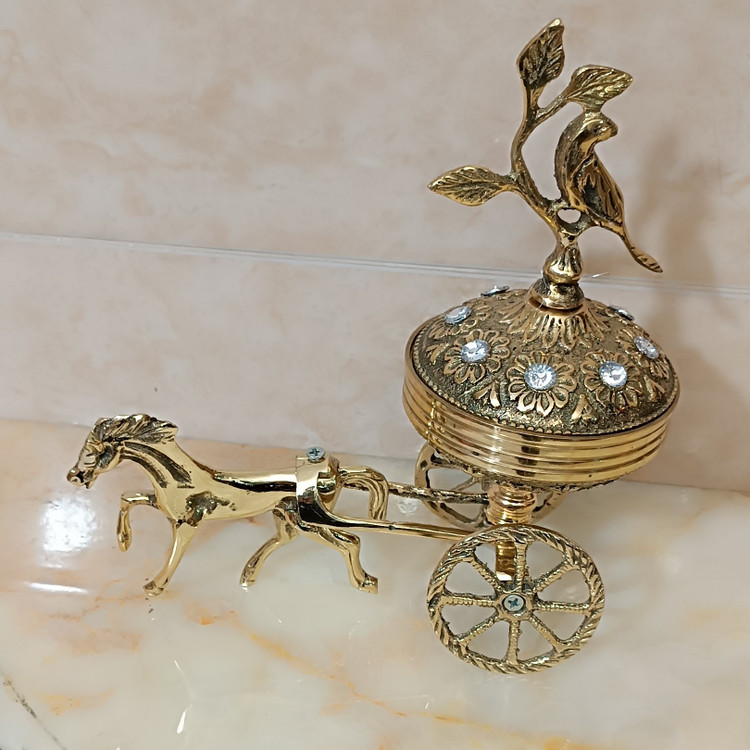 قندان و شکلات خوری برنجی طرح ارابه ای ارسال رایگان کد 355