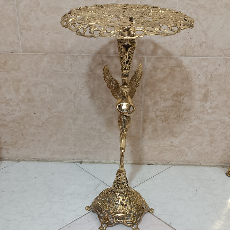 میز تلفن برنجی فرشته مدل گردتوری کد 814