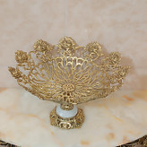 میوه خوری برنجی گل رز پایه سنگی سایز بزرگ کد327 (میوه خوری برنز)