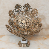 میوه خوری برنجی گل رز سایز بزرگ و متوسط پایه سنگی کد 328(میوه خوری برنز)