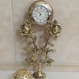ساعت رومیزی برنجی گل رز کد 312(ساعت برنزی)
