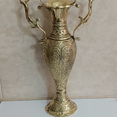 گلدان رومیزی برنجی سایز بزرگ قلم کاری شده کد 311(گلدان برنزی)