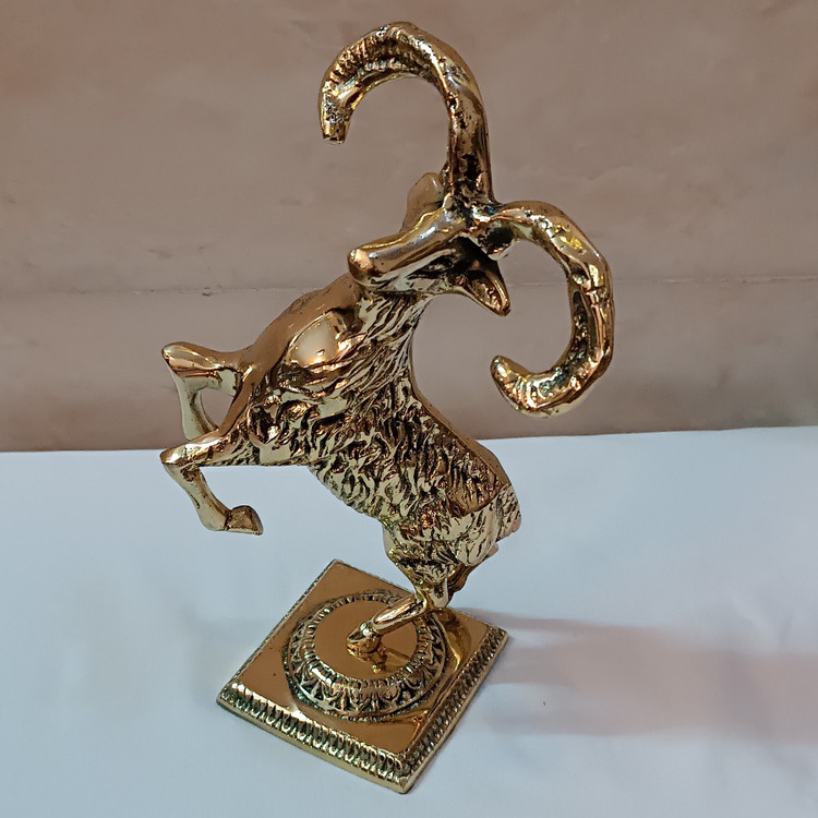 مجسمه برنجی وتزیینی و دکوری حیوانات طرح قوچ روی پایه کد 289(مجسمه برنز)