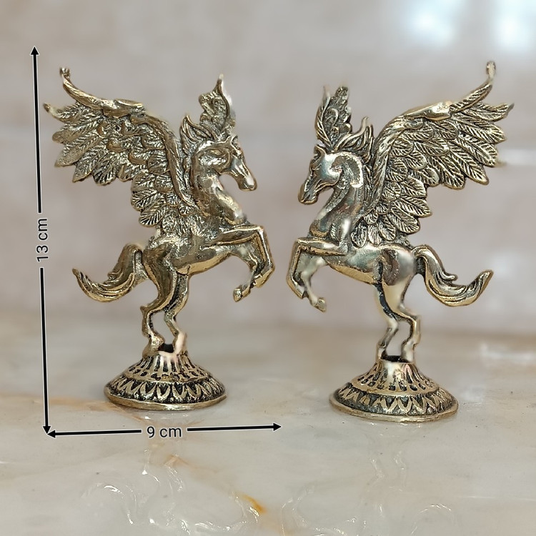 مجسمه برنزی و دکوری طرح اسب بالدار پایه دار جفتی دو رو کد 204