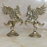 مجسمه برنزی و دکوری طرح اسب بالدار پایه دار جفتی دو رو کد 204