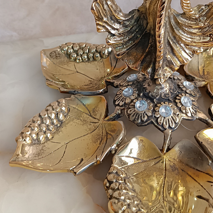 هفت سین برنجی بانو ،هفت سین برنجی برگ،به همراه جای سبزه (اردوخوری) کد 215