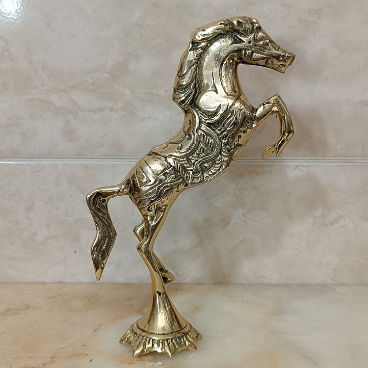 مجسمه برنجی و تزیینی و دکوری حیوانات طرح اسب پرشی سایز متوسط توپر کد 236 (برنزی)