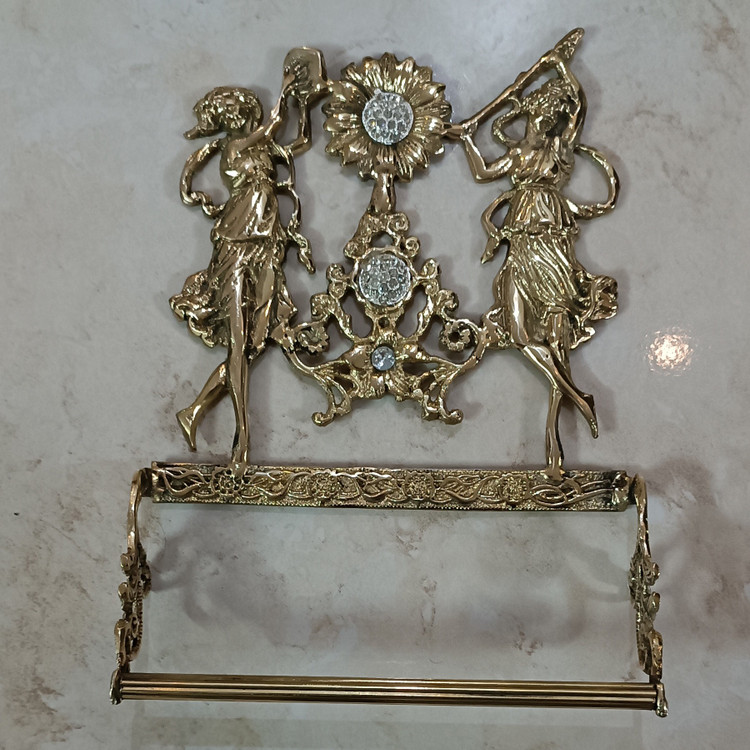 جا حوله ای برنجی و برنزی طرح دف زن و چوب باز کد 111