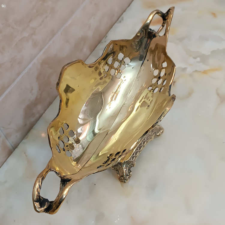 شکلات خوری برنجی و آجیل خوری برنجی طرح کشکول دسته سرخود سایز متوسط،کد 135