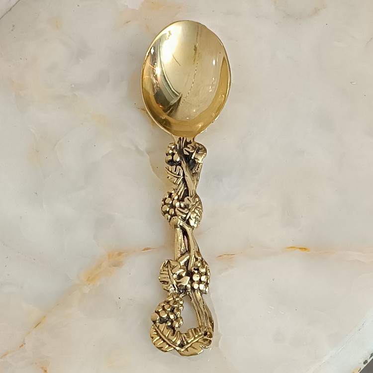 قاشق آجیل خوری برنجی طرح انگوری،کد145