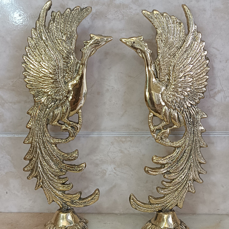 مجسمه برنزی و دکوری تزیینی حیوانات طرح ققنوس جفتی تک رو کد 224(برنجی)