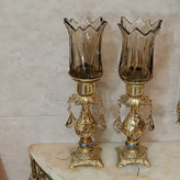 شمعدان برنجی رومیزی با لاله بلند جفتی کد 220 (برنزی)