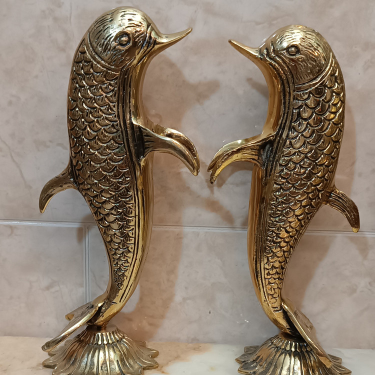 مجسمه برنجی و تزیینی حیوانات طرح دلفین (برنزی)کد175