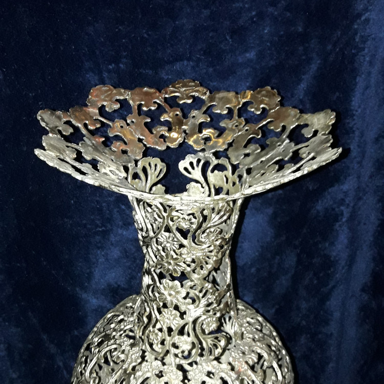 گلدان برنزی یاسی طرح توری،کد 154