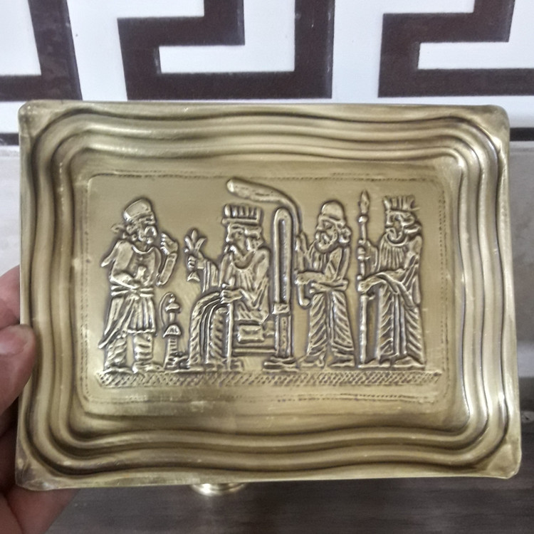 سرویس چای خوری دونفره برنجی آنتیک شده،کد 132